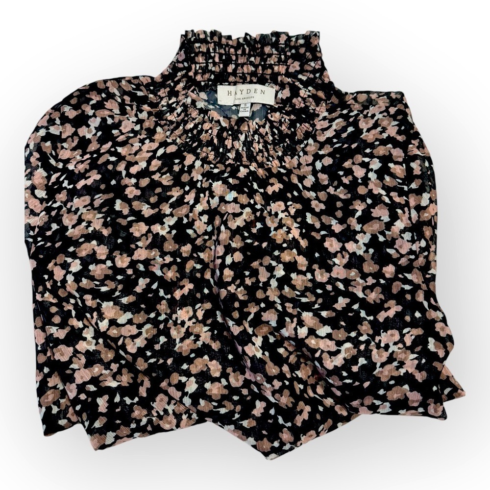 Women's Hayden Los Angeles vintage style‎ mock neck floral blouse size small